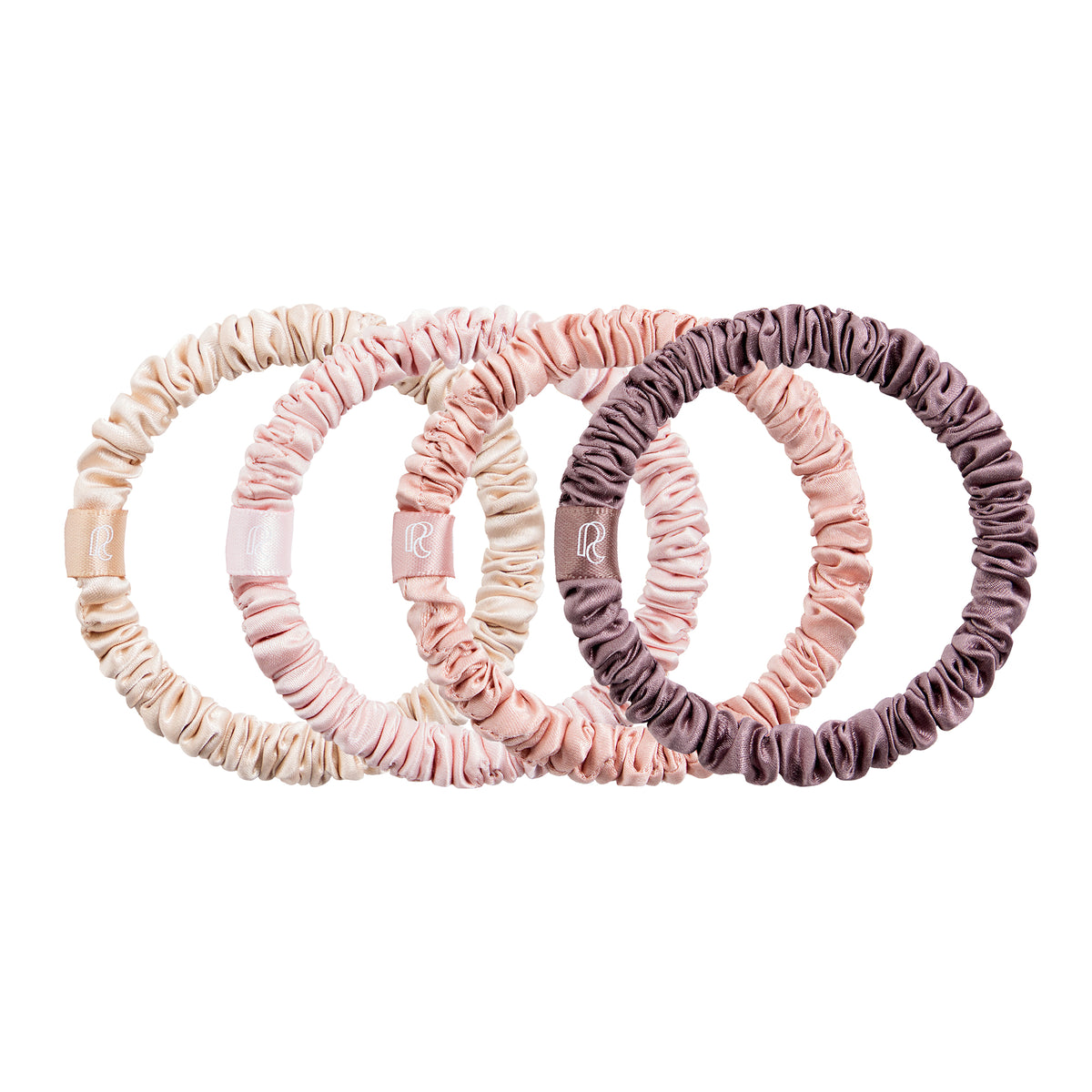 RENESSY Silk Hair Scrunchies, 100% Organic Silk, Skinny 4-Pack, 22 Momme 6A – Floral