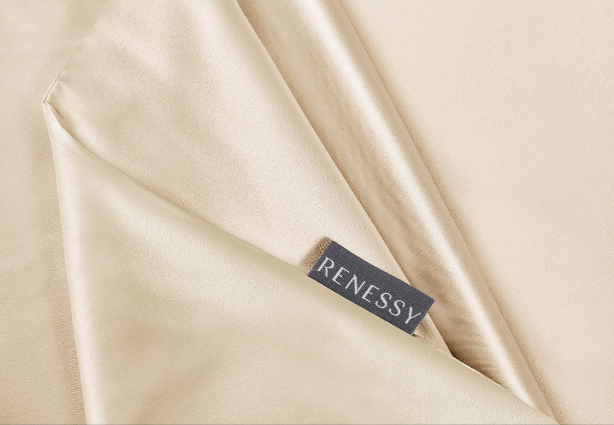 Organic mulberry silk detail with a smooth natural sheen
