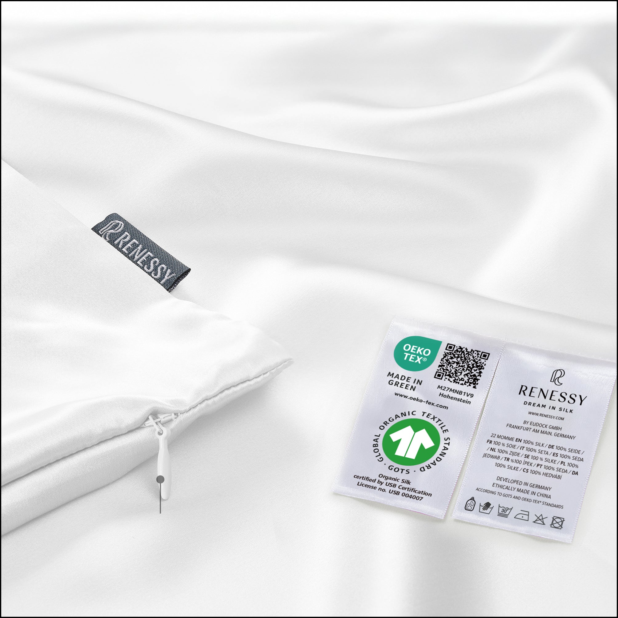 RENESSY Silk Pillowcase, 100% Organic Mulberry Silk, 22 Momme 6A (King) - PT05