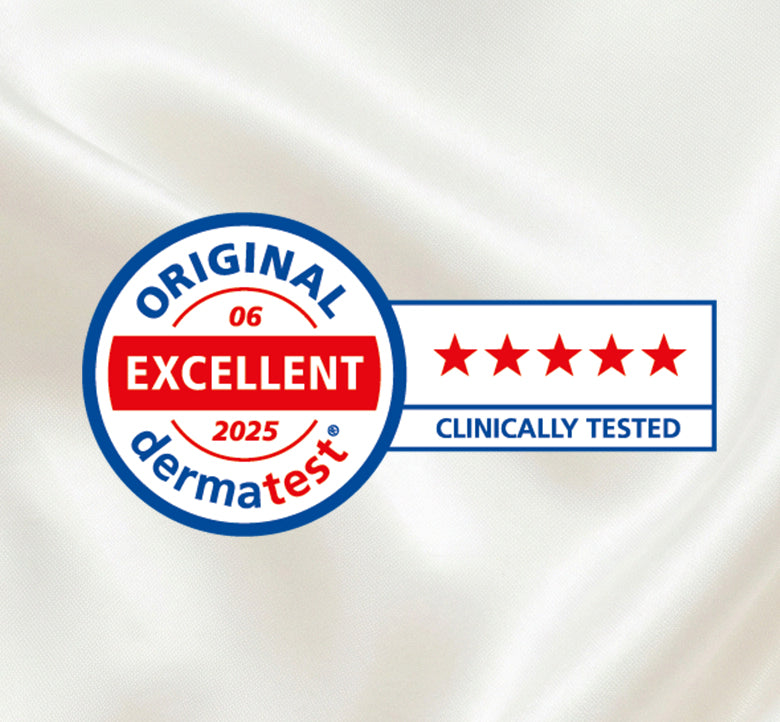 RENESSY silk detail with Dermatest 5-Star certification proof